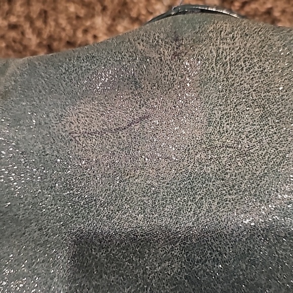 Tory Burch Vintage Green Shimmer Leather Blue Beaded Hobo Shoulder tote bag - Picture 16 of 16